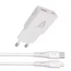 Hálózati töltő + USB-C - Lightning (Apple) kábel,  AVAX "CH6414", fehér