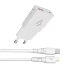   Hálózati töltő + USB-C - Lightning (Apple) kábel,  AVAX "CH6414", fehér