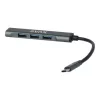 USB-C elosztó-HUB, 4 port, USB 3.0, AVAX "HB601", fekete