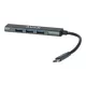 USB-C elosztó-HUB, 4 port, USB 3.0, AVAX "HB601", fekete