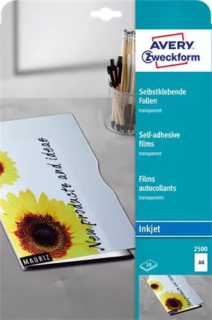 Fólia, öntapadó, A4, tintasurgaras nyomtatóba, AVERY ZWECKFORM