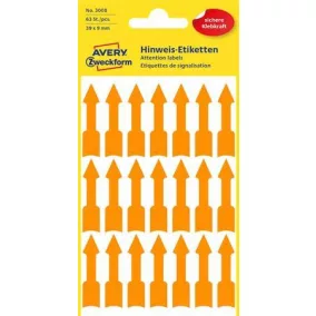   Jelölőnyíl, 39x9 mm, AVERY ZWECKFORM, neon narancs, 63 etikett/csomag