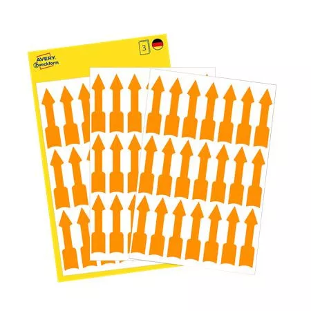 Jelölőnyíl, 39x9 mm, AVERY ZWECKFORM, neon narancs, 63 etikett/csomag