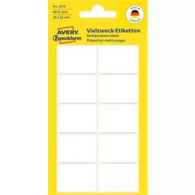   Etikett, 32x23 mm, kézzel írható, lekerekített sarkú, AVERY ZWECKFORM, 60 etikett/csomag