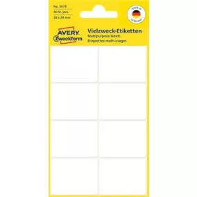   Etikett, 38x29 mm, kézzel írható, lekerekített sarkú, AVERY ZWECKFORM, 40 etikett/csomag