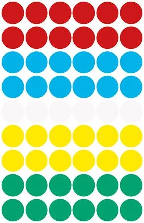 Etikett, 12 mm, kör, AVERY ZWECKFORM, 5 különböző szín, 270 etikett/csomag