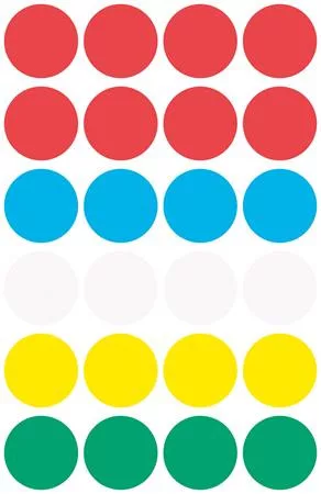 Etikett, 18 mm, kör, AVERY ZWECKFORM, 5 különböző szín, 96 etikett/csomag