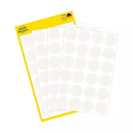 Etikett, 18 mm, kör, AVERY ZWECKFORM, fehér, 96 etikett/csomag