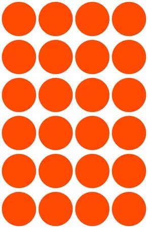 Etikett, 18 mm, kör, AVERY ZWECKFORM, neon piros, 96 etikett/csomag