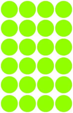 Etikett, 18 mm, kör, AVERY ZWECKFORM, neon zöld, 96 etikett/csomag