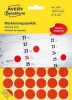 Etikett, 18 mm, kör, AVERY ZWECKFORM, piros, 1056 etikett/csomag