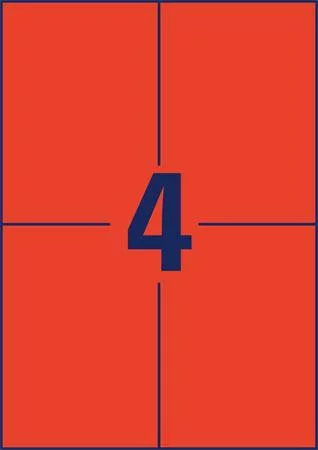 Etikett, 105x148 mm, színes, AVERY ZWECKFORM, piros, 400 etikett/csomag