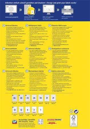 Etikett, univerzális, 70x37 mm, AVERY ZWECKFORM, 120 etikett/csomag