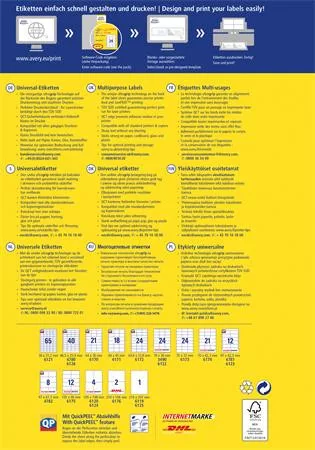 Etikett, univerzális, 70x36 mm, AVERY ZWECKFORM, 720 etikett/csomag