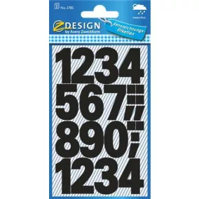   Matrica, számok, 0-9, AVERY ZWECKFORM, fekete, 28 matrica/csomag