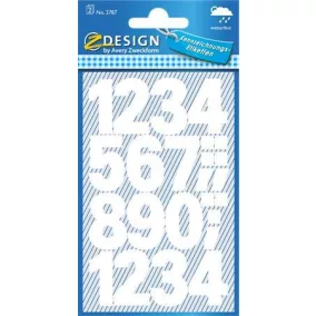   Matrica, számok, 0-9, AVERY ZWECKFORM, fehér, 28 matrica/csomag