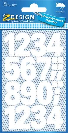 Matrica, számok, 0-9, AVERY ZWECKFORM, fehér, 28 matrica/csomag