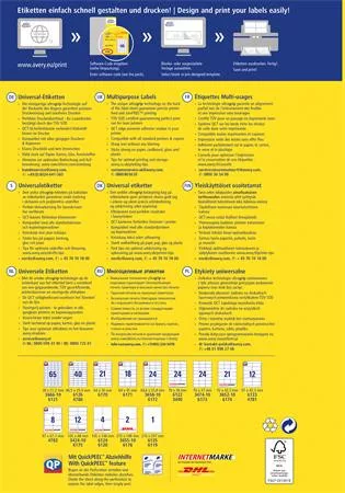 Etikett, univerzális, 48,5x25,4 mm, AVERY ZWECKFORM, 1200 etikett/csomag