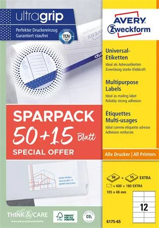Etikett, univerzális, 105x48 mm, AVERY ZWECKFORM, "Sparpack", 780 etikett/csomag