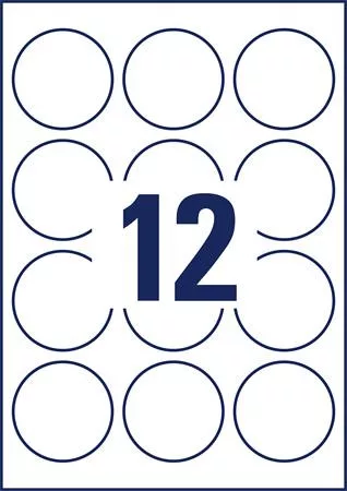 Etikett, 60 mm, kör, eltávolítható, AVERY ZWECKFORM, 120 etikett/csomag