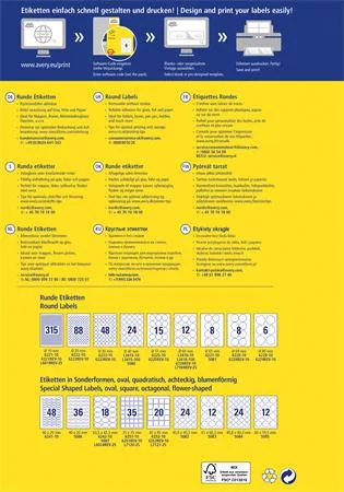 Etikett, 69 mm, kör, eltávolítható, AVERY ZWECKFORM, 80 etikett/csomag