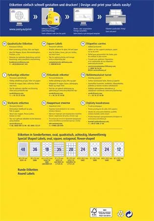 Etikett, univerzális, 35x35 mm, AVERY ZWECKFORM, 350 etikett/csomag