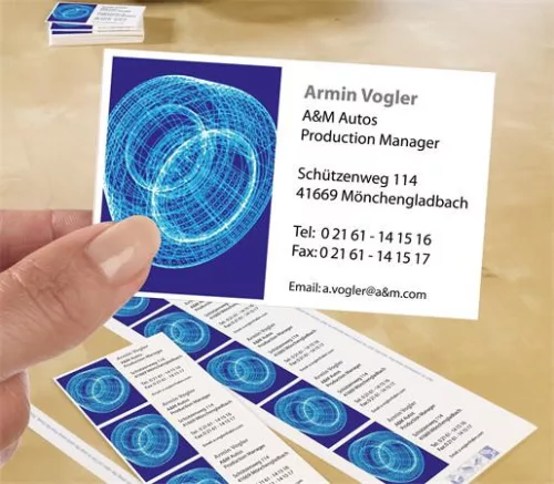 Névjegykártya, 85x54 mm, 185 g, mikroperforált, AVERY ZWECKFORM, 250 db/csomag