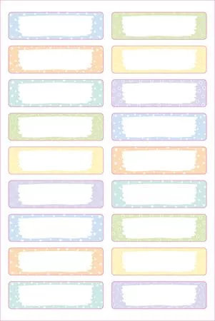 Ruhacímke, műanyag, iskolai, 45x13 mm, kézzel írható, AVERY ZWECKFORM, pasztell, 36 címke/csomag