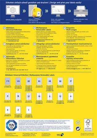 Etikett, univerzális, eltávolítható, 45,7x21,2 mm, AVERY ZWECKFORM, "Sparpack", 3120 etikett/csomag