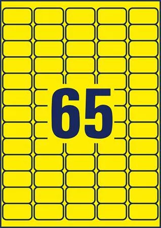 Etikett, univerzális, 38,1x 21,2mm, eltávolítható, kerekített sarkú, AVERY ZWECKFORM, 1300 etikett/csomag, sárga