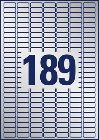 Etikett, 25,4x10 mm, poliészter, időjárásálló, AVERY ZWECKFORM, ezüst, 3780 etikett/csomag