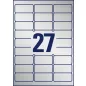   Etikett, 63,5x29,6 mm, poliészter, időjárásálló, AVERY ZWECKFORM, ezüst, 540 etikett/csomag