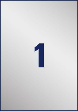Etikett, 210x297 mm, poliészter, időjárásálló, AVERY ZWECKOFRM, ezüst, 20 etikett/csomag