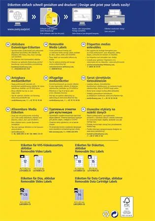 Etikett, univerzális 43,2x8,5 mm, eltávolítható, kerekített sarkú, AVERY ZWECKFORM, 3200 etikett/csomag