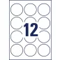   Etikett, 60 mm, kör, poliészter, AVERY ZWECKFORM, átlátszó, 300 etikett/csomag