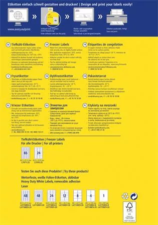 Etikett, 38,1x21,2 mm, fagyasztható, AVERY ZWECKFORM, 1625 etikett/csomag