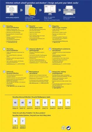 Etikett, univerzális, 48,5x25,4 mm, újrahasznosított, AVERY ZWECKFORM, 400 etikett/csomag