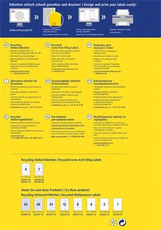 Iratrendező etikett, univerzális, 61x192 mm, újrahasznosított, AVERY ZWECKFORM, 40 etikett/csomag