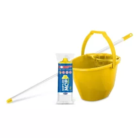   Bonus Felmosó szett-vödör SÁRGA 11L  csavaró kosár, felmosó nyél 120cm Softmop 160gr
