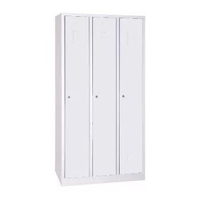   Keskenyajtós acél öltözőszekrény, 3 rekeszes, 1800mmx740mmx500mm, Szürke/szürke