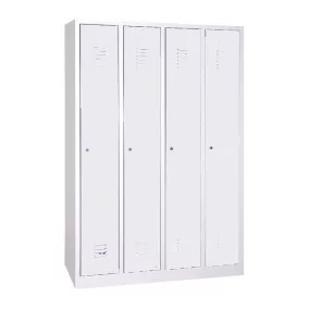   Keskenyajtós acél öltözőszekrény, 4 rekeszes, 1800mmx970mmx500mm, Szürke/szürke