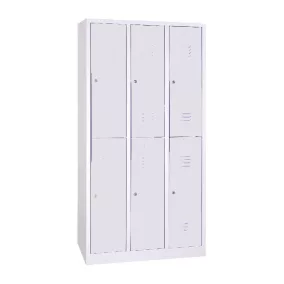   Rövidajtós acél öltözőszekrény, 6 rekeszes, 1800mmx1200mmx500mm, Szürke/szürke