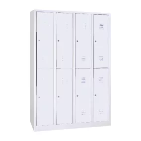   Rövidajtós acél öltözőszekrény, 8 rekeszes, 1800mmx1170mmx500mm, Szürke/szürke