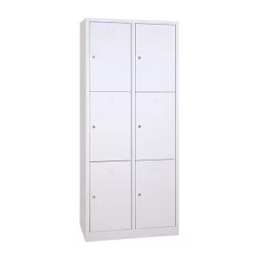   Iskolai fém öltözőszekrény, 6 rekeszes (2×3), 1900mmx800mmx450mm, Szürke/szürke