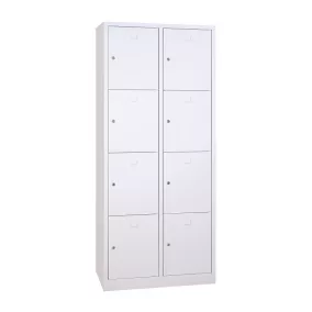   Iskolai fém öltözőszekrény, 8 rekeszes (2×4), 1900mmx800mmx450mm, Szürke/szürke