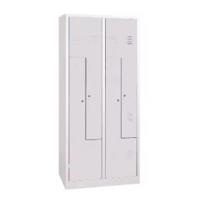   Z-ajtós acél öltözőszekrény, 4 rekeszes, 1800mmx600mmx500mm, Szürke/szürke
