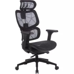   Irodai forgószék, hálós ülőlap és háttámla, fekete műanyag lábkereszt, "Humantech", fekete