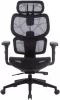 Irodai forgószék, hálós ülőlap és háttámla, fekete műanyag lábkereszt, "Humantech", fekete