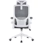   Irodai forgószék, szürke hálós háttámla, szürke szövetborítás, fehér műanyag váz és lábkererszt, "Mulberry"