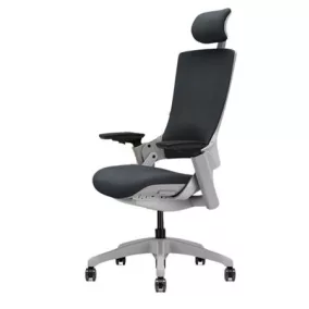   Irodai forgószék, feszített szövet háttámla, fekete szövet ülőlap, szürke műanyag váz és lábkereszt, "Wellington"